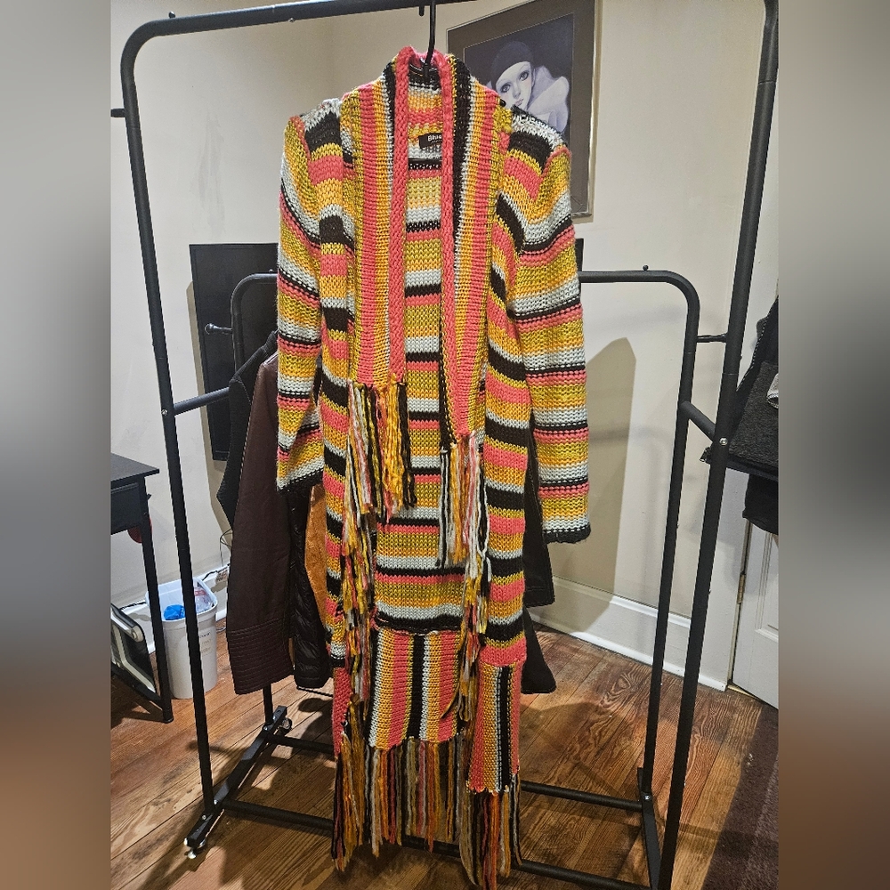 Striped Multicolor Knit Women's Full Length Sweater